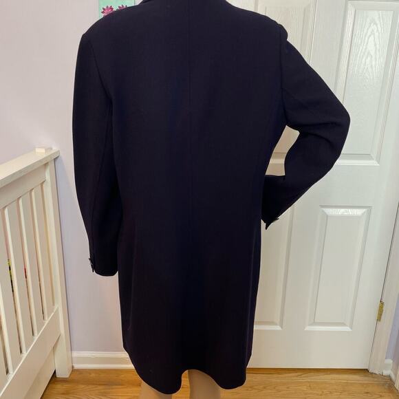 Dana Buchman jacket 14 navy blue wool open front knee length - Picture 7 of 10